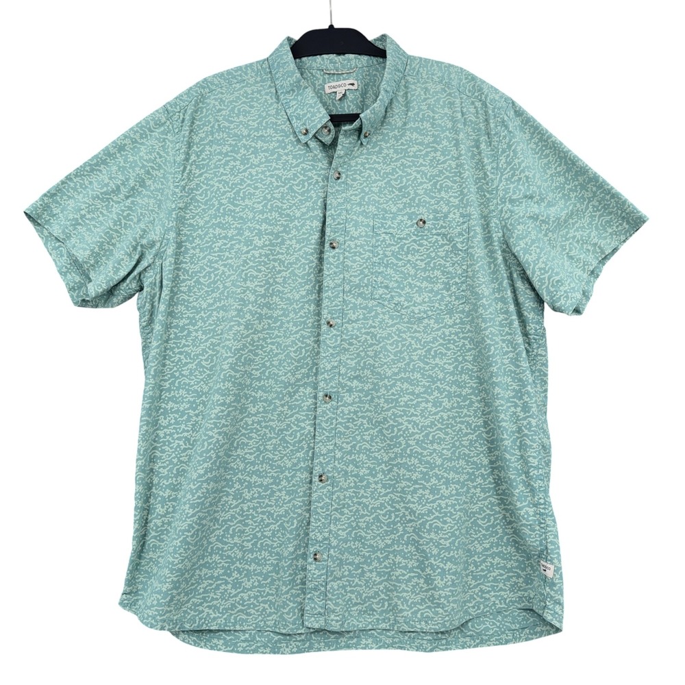 Toad&Co Button Down Shirt Mens XXL 100% Organic Cotton Green